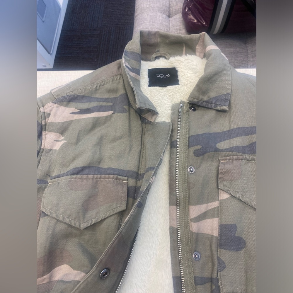 Rails Whitaker Sage Camo Faux Fur Jacket - image 3